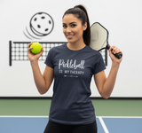 Womens Pickleball Is My Therapy Funny Pickleball Therapy players V-Neck T-Shirt