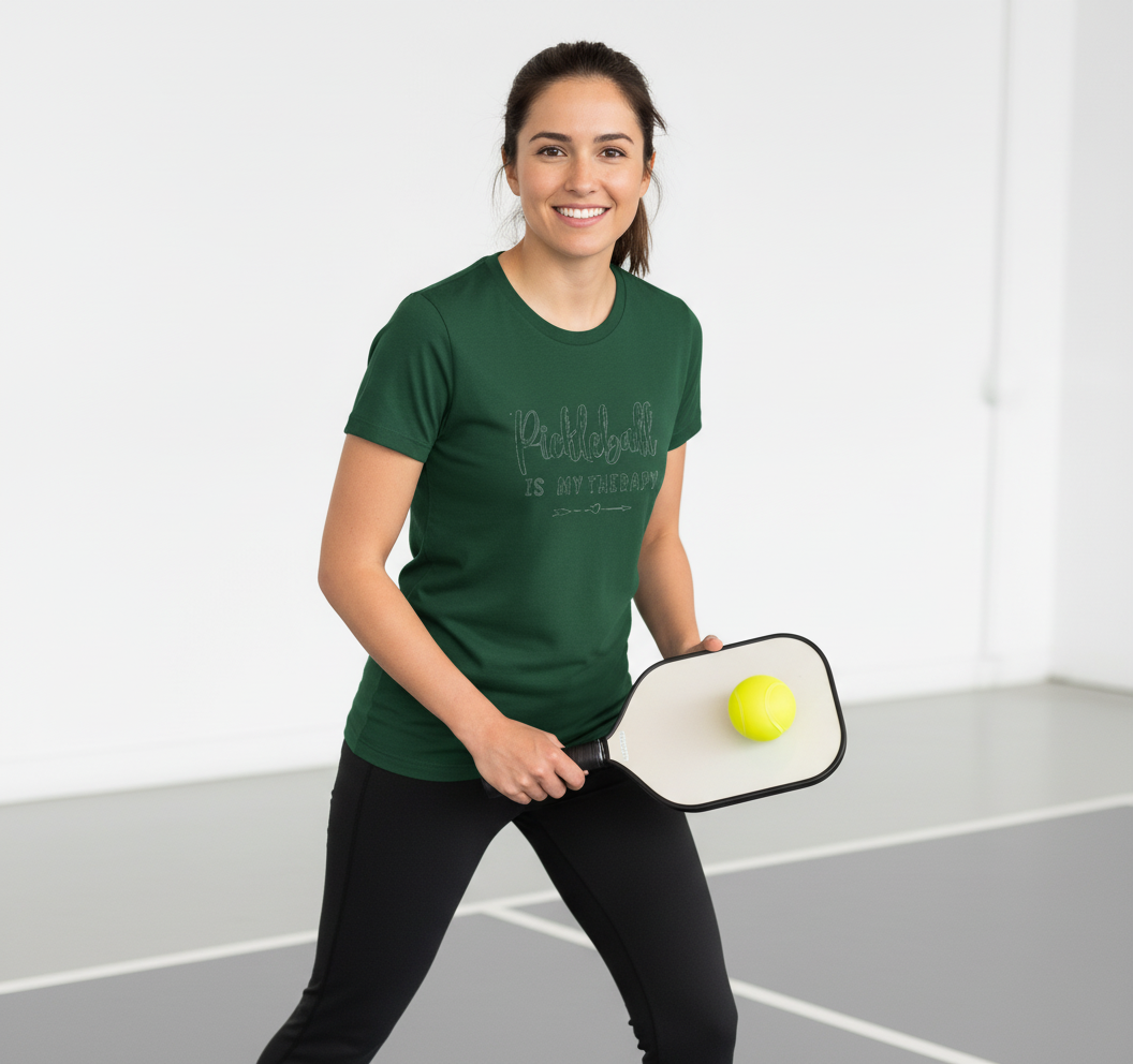 Womens Pickleball Is My Therapy Funny Pickleball Therapy players V-Neck T-Shirt