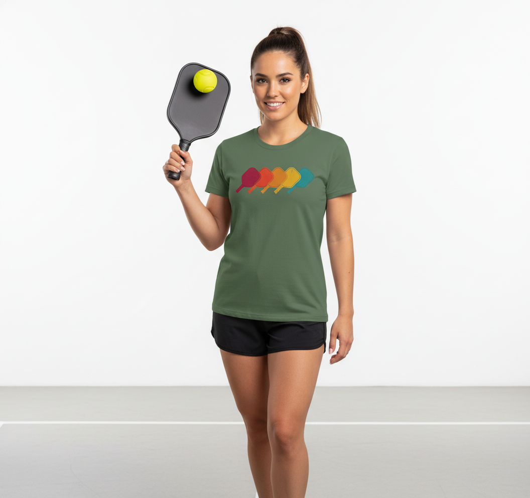 Retro Pickleball T-Shirt Women Men Pickleball Paddle T-Shirt